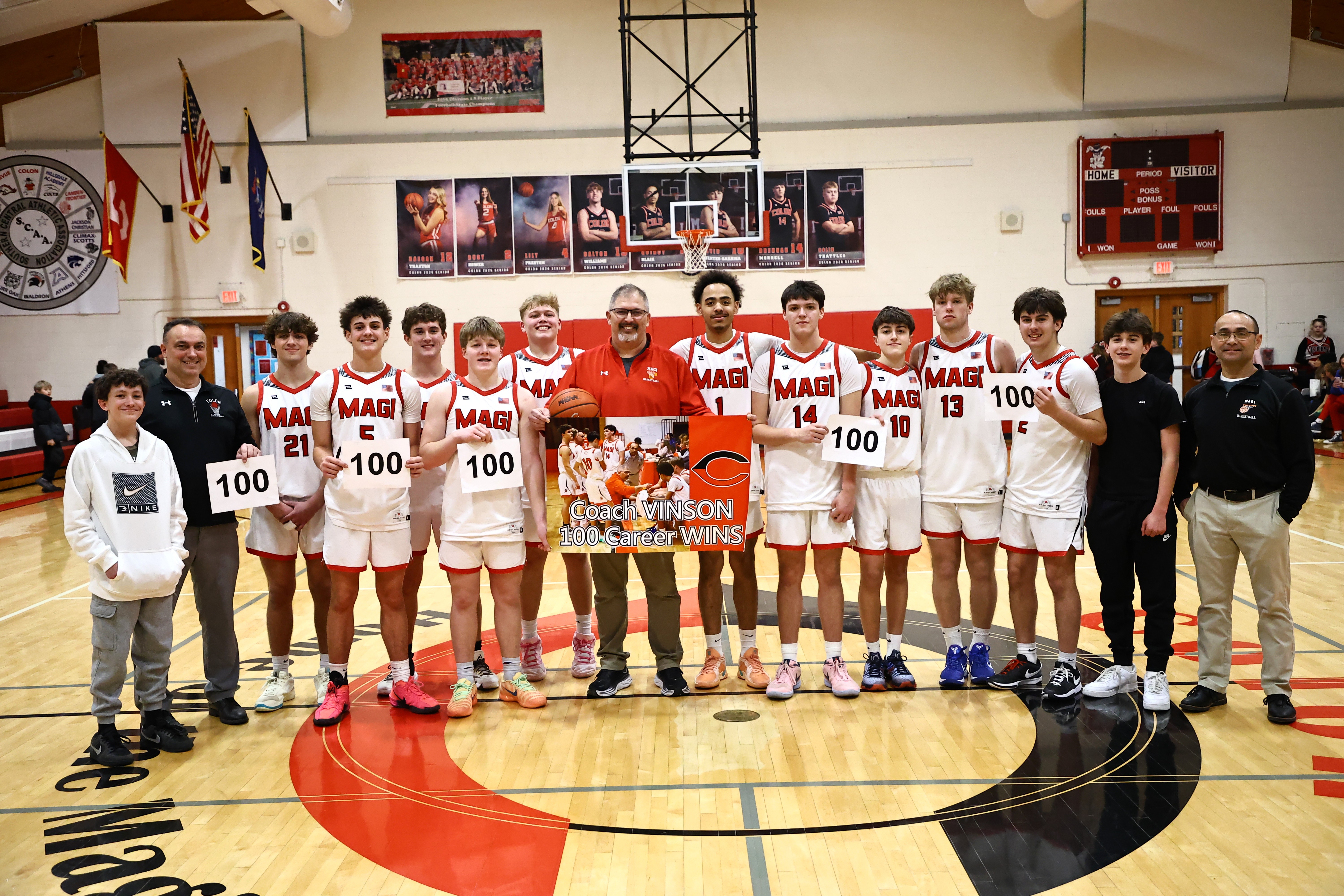 Colon boys beat Athens 61-40, Vinson gets 100th win